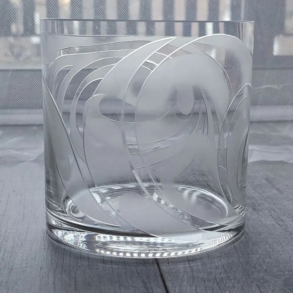 Rosenthal Studio Line Vase Etched Frosted Crystal by Bjorn Wiinblad Germany